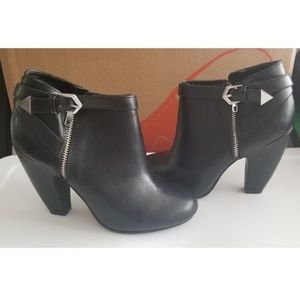 Black leather booties